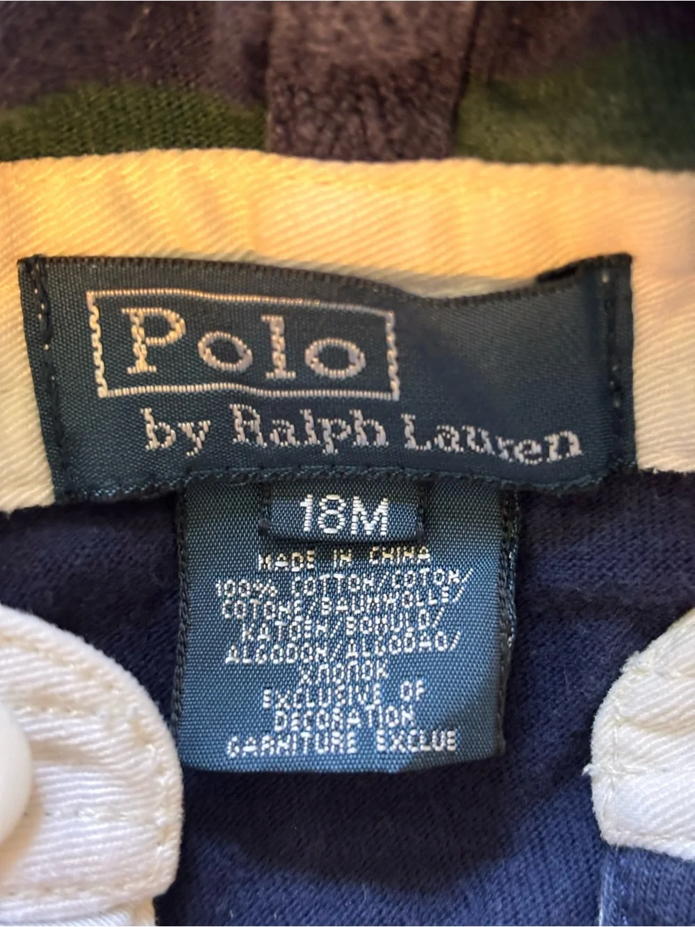 Polo by Ralph Lauren Navy & Green Striped Hooded Rugby Shirt Boys 18 Months